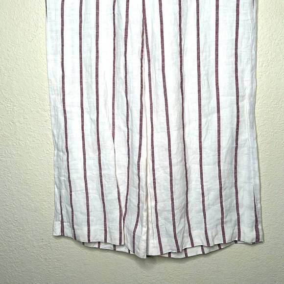 Theory Nadeema Linen Cropped High Rise Wide Leg Striped Pants Size 10 - Picture 9 of 14